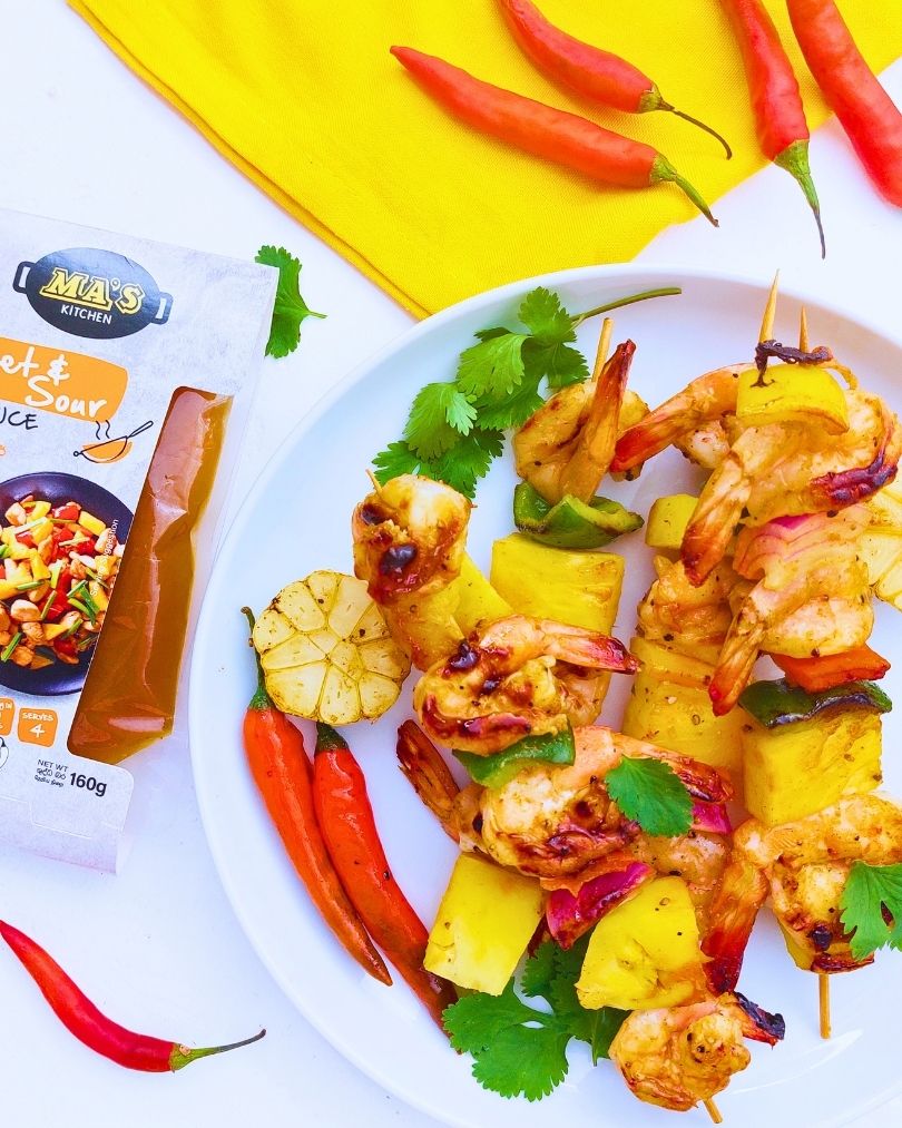 Sweet and Sour Prawn Skewers